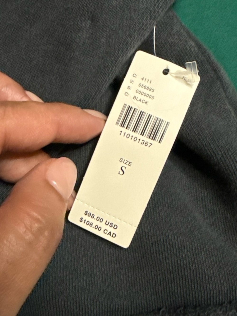 Pilcro Black Crewneck Pullover with White Layered Hem - Picture 3 of 4